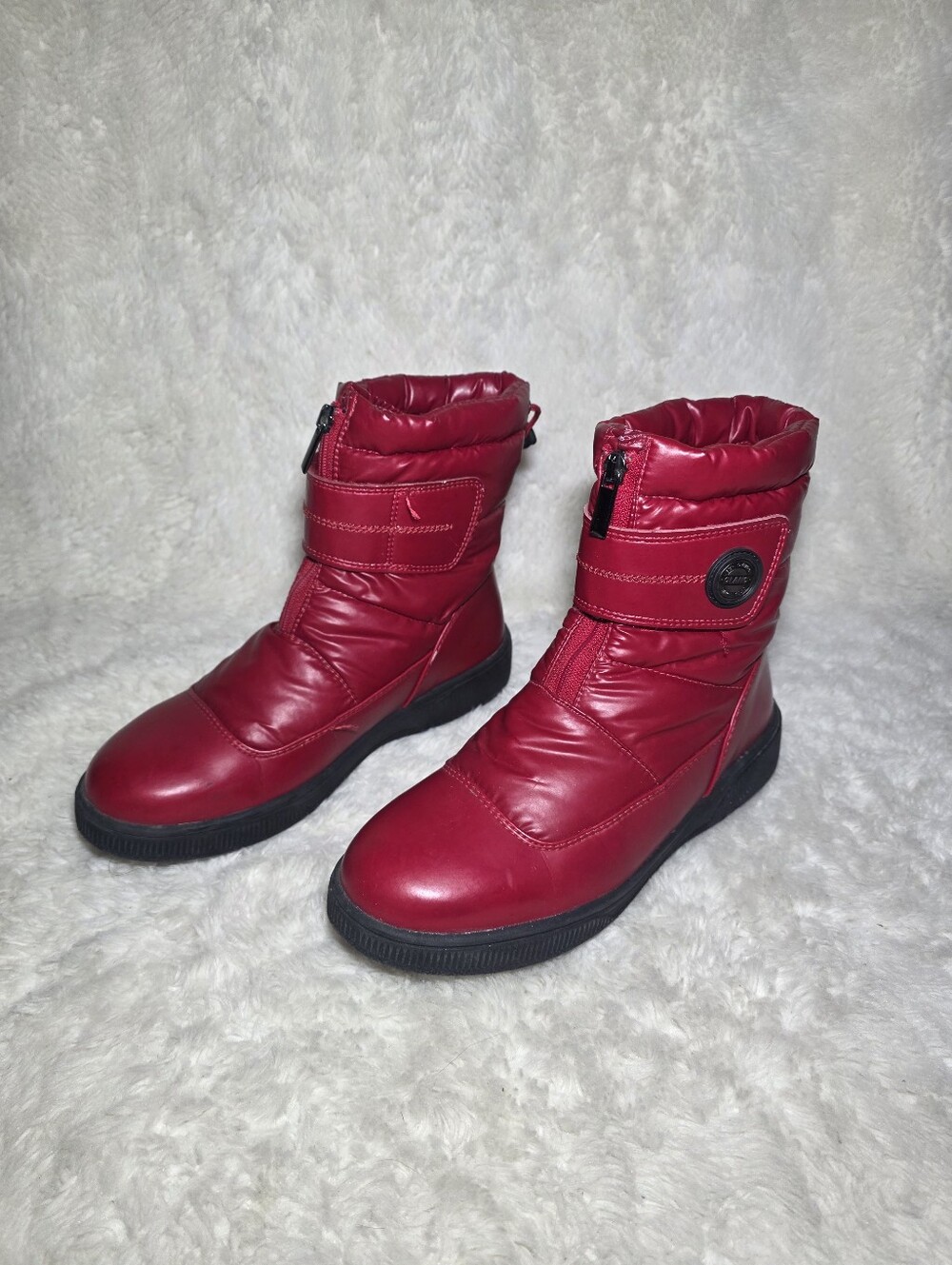 Olang Italy Red Quilted Puffer Winter Snow Boots EU 38 US 8 OC System Ice Grips - Picture 5 of 12